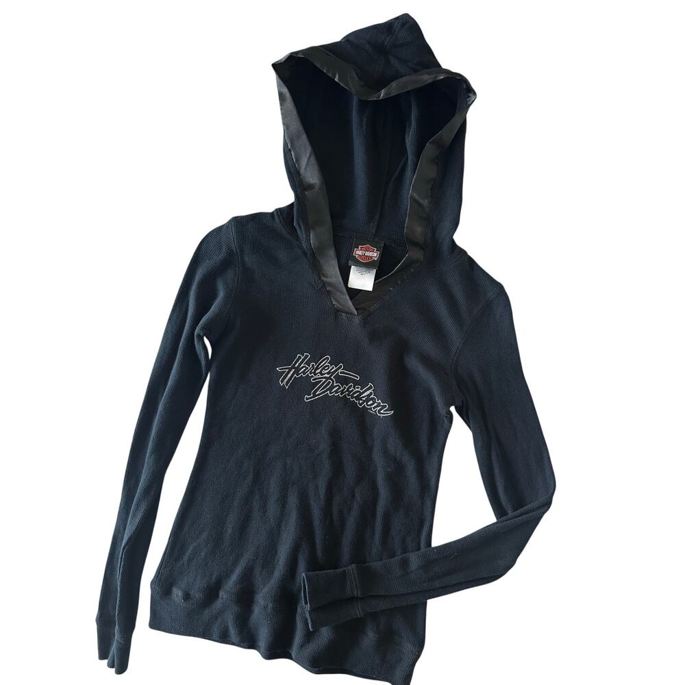 Harley Davidson S Navy Blue dark thermal t shirt long sleeve women Small top